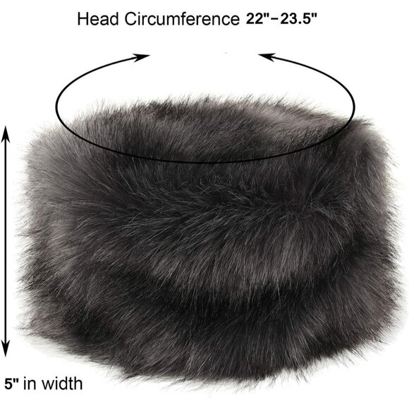 Women's Gray Winter Faux Fur Cossak Russian Style Hat Warm Cap - Picture 3 of 4